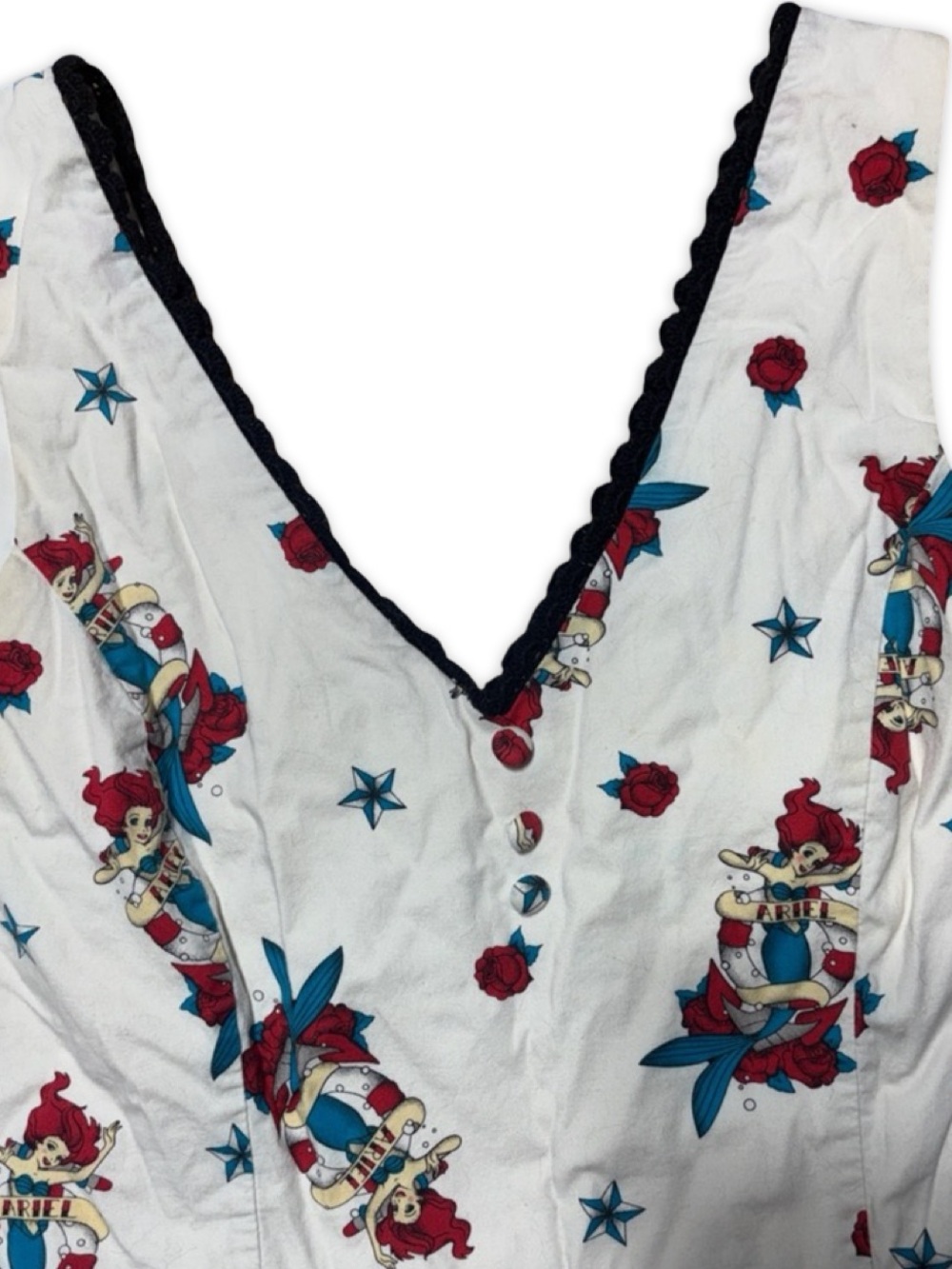 Disney Ariel The Little Mermaid Tattoo Print Fit & Flare Dress Size Medium - Picture 2 of 2